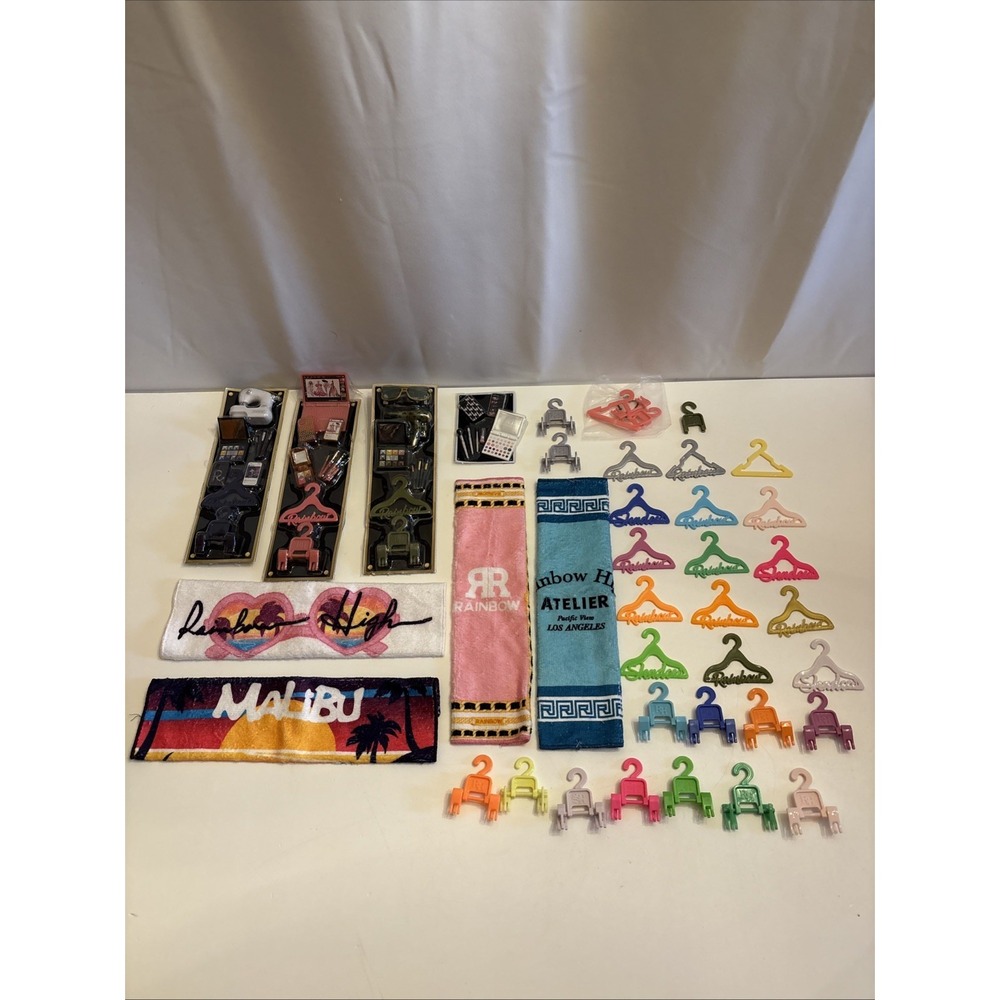 Rainbow High Accessory Lot Towels, Hangers, Makeup, Computer, Phone, Ect New